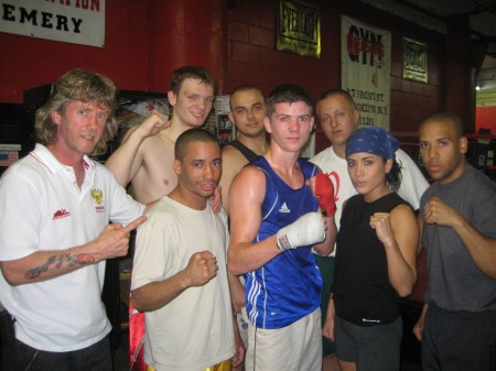 European Champion Luke Campbell arrived from England to train with Boxing Trainer Michael "Coach Mike" Kozlowski. Iegor Plevako standing next to trainer in the second row.